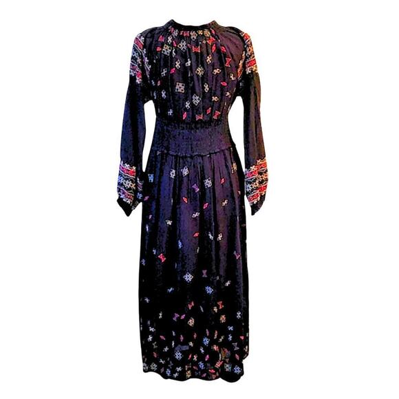 Free People NWT Mykonos Embroidered Open Front Duster Dress Black Women's Large - Picture 10 of 12
